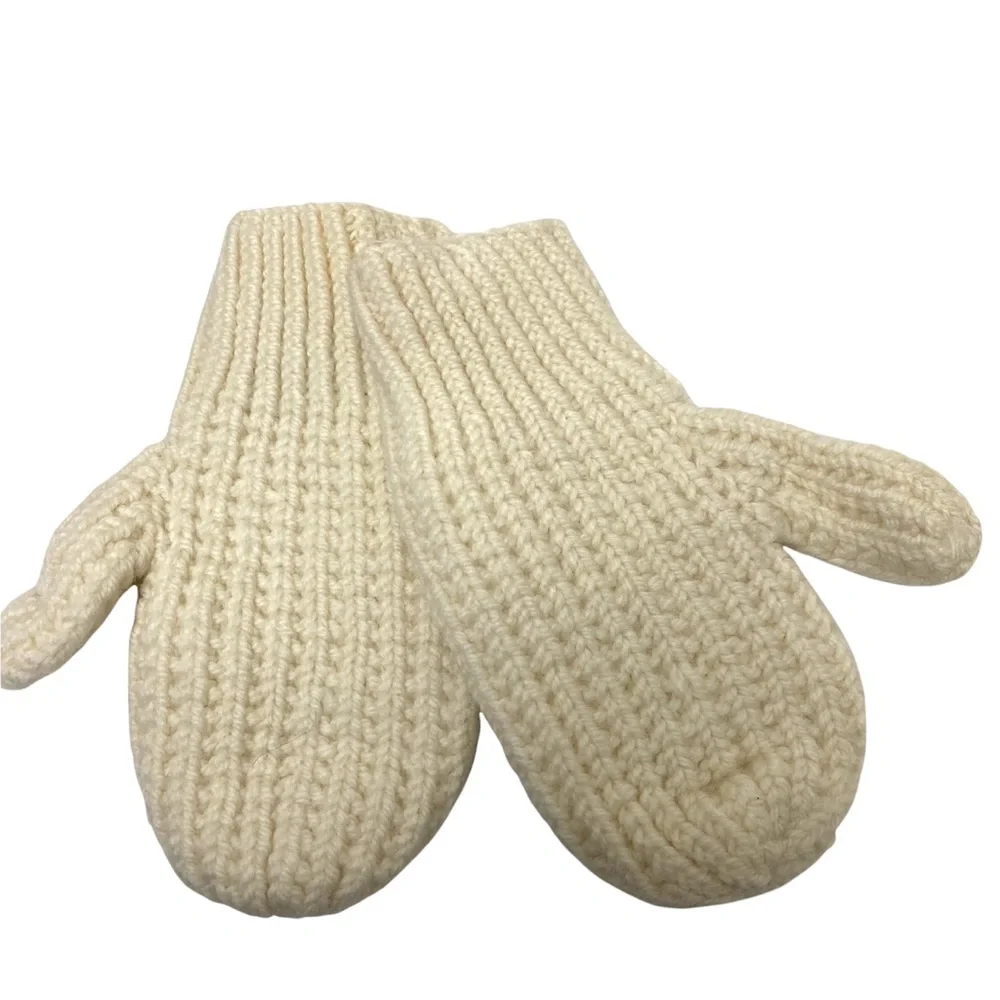 ARAN Kids Mittens Wool Natural Cream Handmade